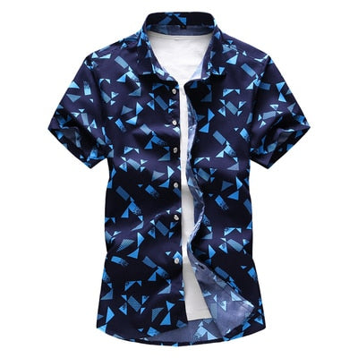 Plus size 5XL 6XL 7XL  Men Shirt 2022 New Arrival Summer Fashion Print Casual Short Sleeve Shirts Brand Clothing