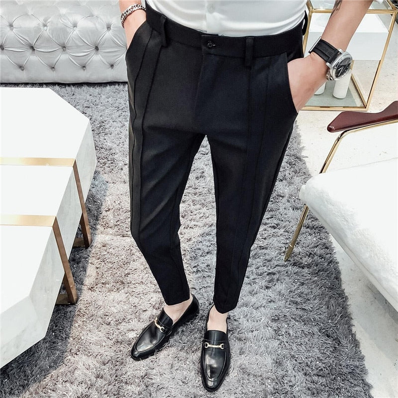 2019 New Fashion Boutique Stretch Suit Pants Men&#39;s Luxury Brand casual pants men&#39;s straight slim Slim pants men&#39;s trousers