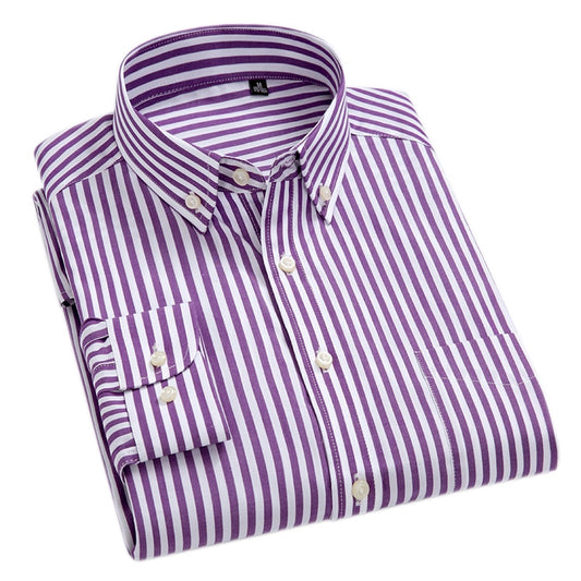 100% Cotton High-Grade Brand Men's Clothing Men Oxford Striped Social Shirts Leisure Style Men's Formal Business Shirts