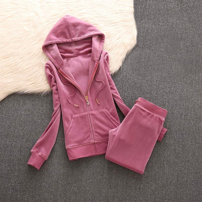2022 Spring/Fall Women&#39;s Brand Velvet Fabric Tracksuits Velour Suit Women Track Suit Hoodies And Pants fat sister sportswear