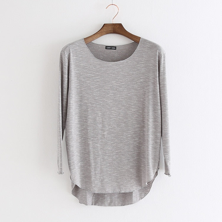 Soft Cotton tee shirt femme 2022 Harajuku long sleeve t shirt women tops fashion work blusa loose t-shirt camiseta mujer 1414