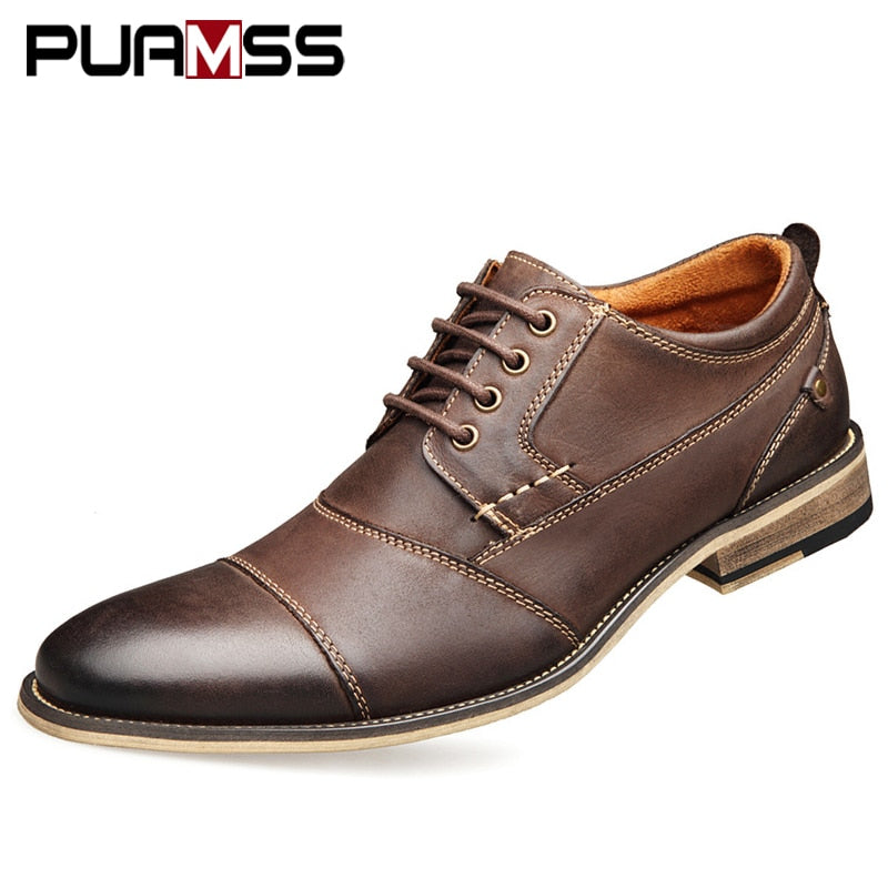 Brand Men Shoes Top Quality Oxfords British Style Men Genuine Leather Dress Shoes Business Formal Shoes Men Flats Plus Size 50