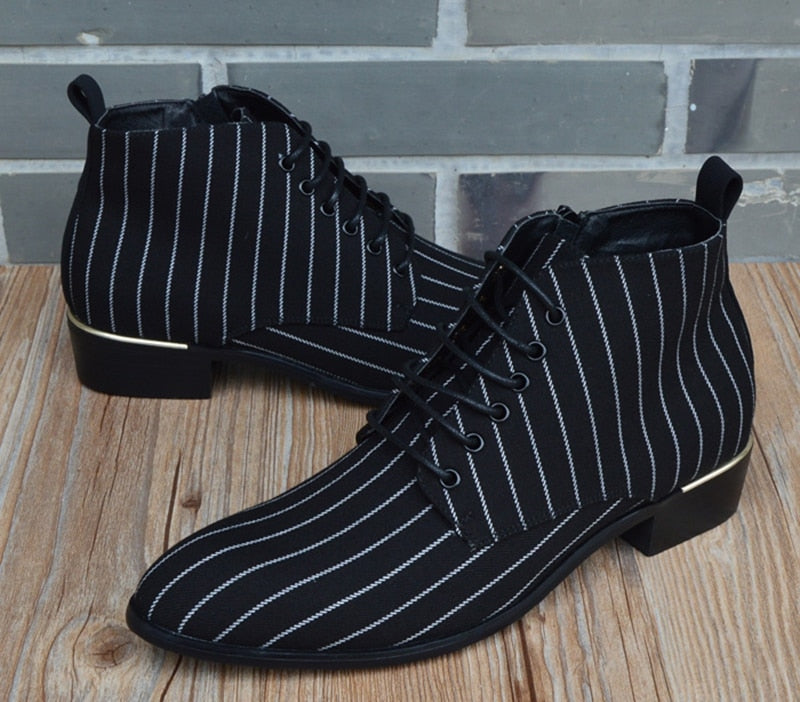 2020 New fashion Striped men Boots Men canvas Shoes Men Ankle Boots autumn Winter Oxford Shoes For Men Boots