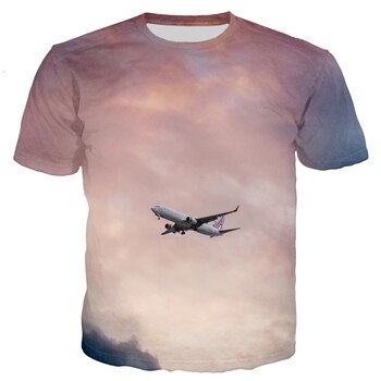PLstar Cosmos Brand clothing 2018 summer New Fashion 3d t-shirt Blue sky and airplane Print T shirts Mens Womens Casual t shirt