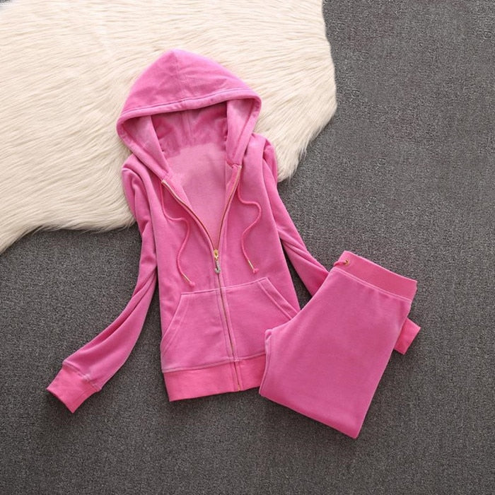 2022 Spring/Fall Women&#39;s Brand Velvet Fabric Tracksuits Velour Suit Women Track Suit Hoodies And Pants fat sister sportswear