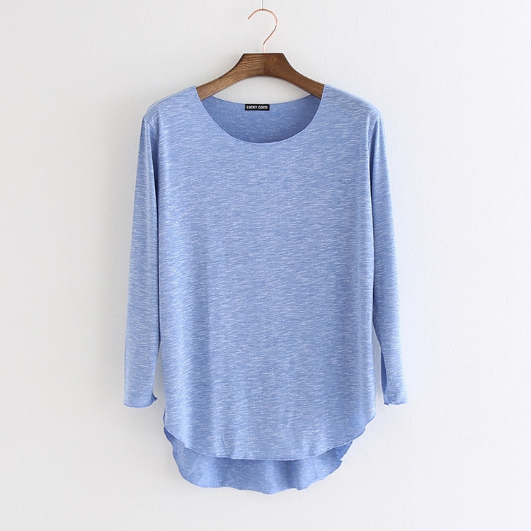 Soft Cotton tee shirt femme 2022 Harajuku long sleeve t shirt women tops fashion work blusa loose t-shirt camiseta mujer 1414