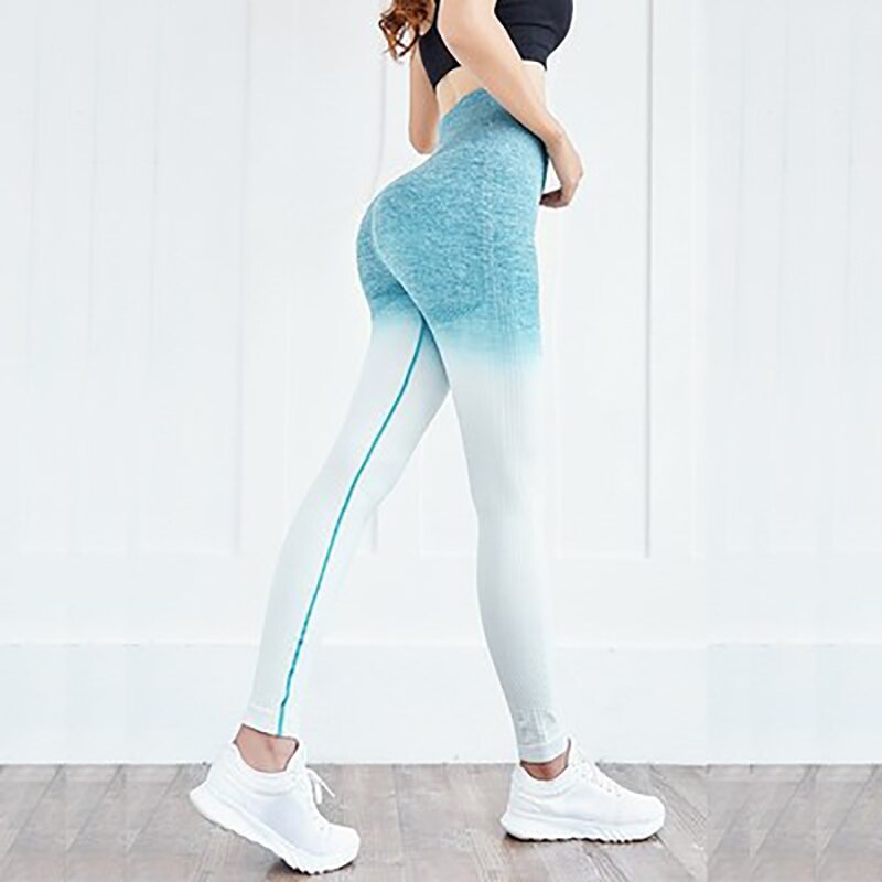 SALSPOR Ombre Seamless Yoga Pants Women High Waist Push Up Workout Sport Leggings Fitness Women Gym Tights Stretch Running Pants