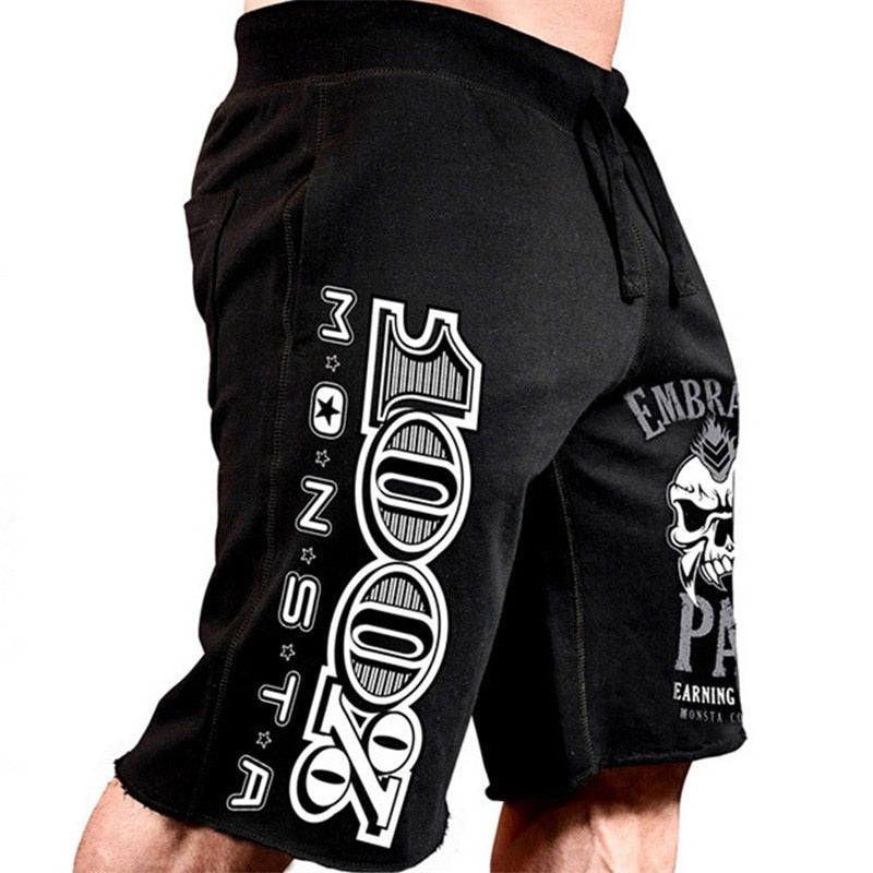 Men New Cotton Shorts Men&#39;s Loose Short Trousers Fitness Bodybuilding Jogger Men Black durable Sweatpants Fitness Workout Shorts