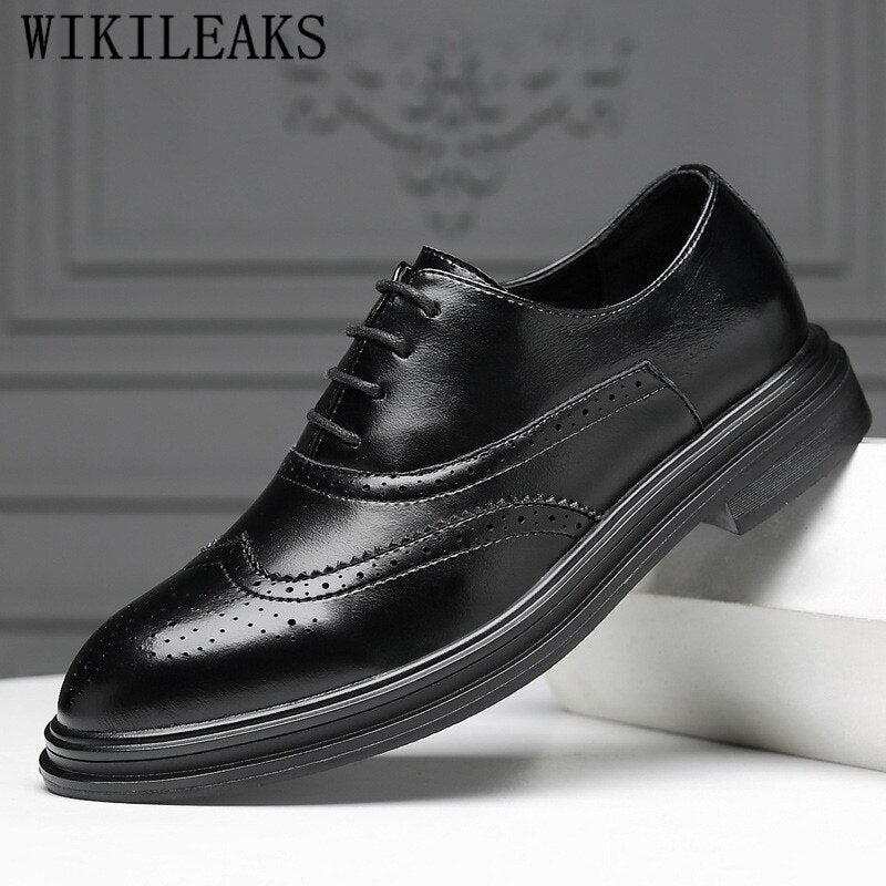 Genuine Leather Shoes Men Formal Shoes Men Oxford Shoes For Men Brogue Shoes Sapato Social Masculino Chaussures Hommes Pointu