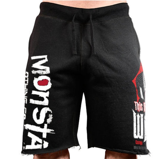Men New Cotton Shorts Men's Loose Short Trousers Fitness Bodybuilding Jogger Men Black durable Sweatpants Fitness Workout Shorts