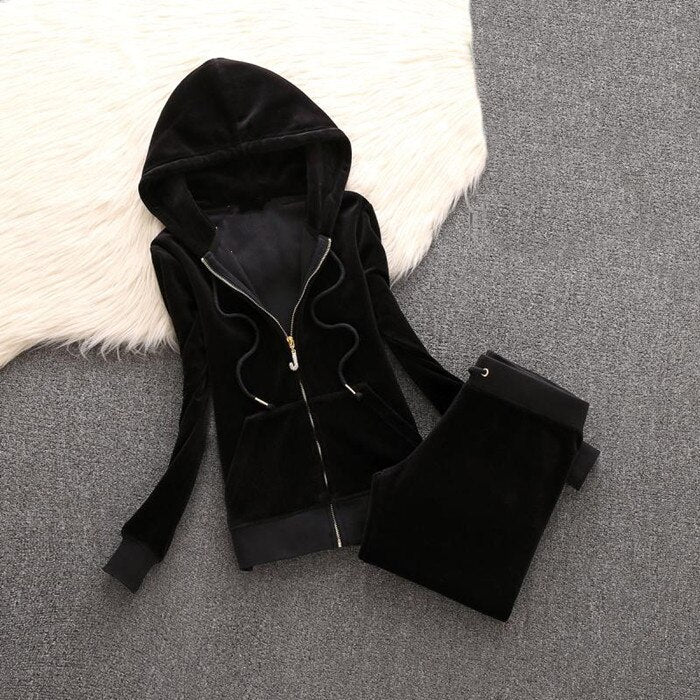2022 Spring/Fall Women&#39;s Brand Velvet Fabric Tracksuits Velour Suit Women Track Suit Hoodies And Pants fat sister sportswear