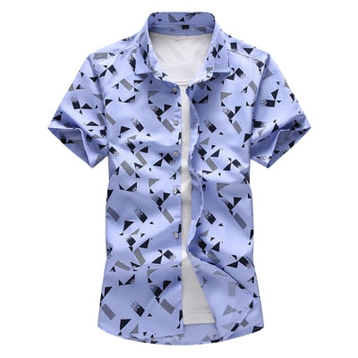 Plus size 5XL 6XL 7XL  Men Shirt 2022 New Arrival Summer Fashion Print Casual Short Sleeve Shirts Brand Clothing