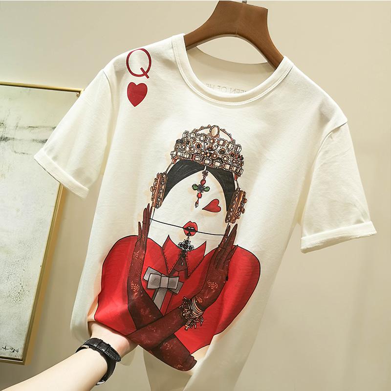 Zuolunouba Playing Cards In Harajuku T Shirt Women New Casual Short Sleeve Summer Tees Tops Loose