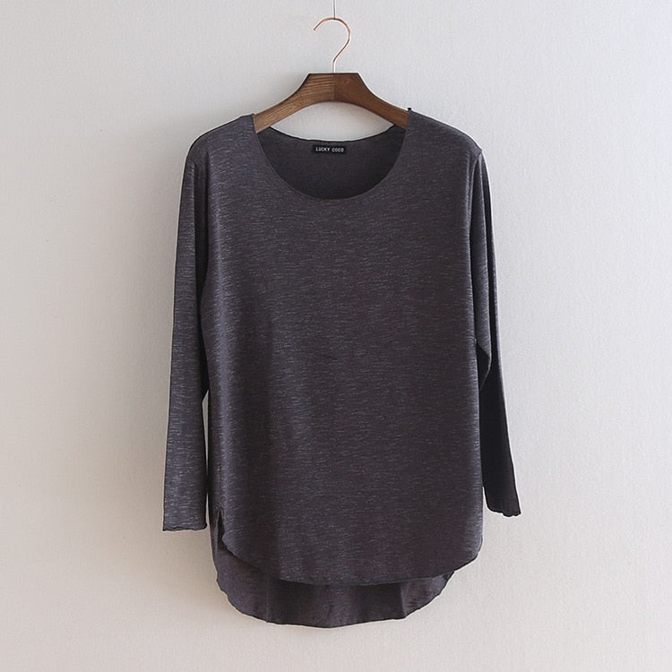 Soft Cotton tee shirt femme 2022 Harajuku long sleeve t shirt women tops fashion work blusa loose t-shirt camiseta mujer 1414