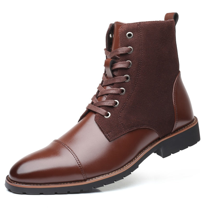 ZYYZYM Men Leather Boots Autumn Winter Superior quality Plush Keep Warm Men Motorcycle Boots Men Plus Size 38-48