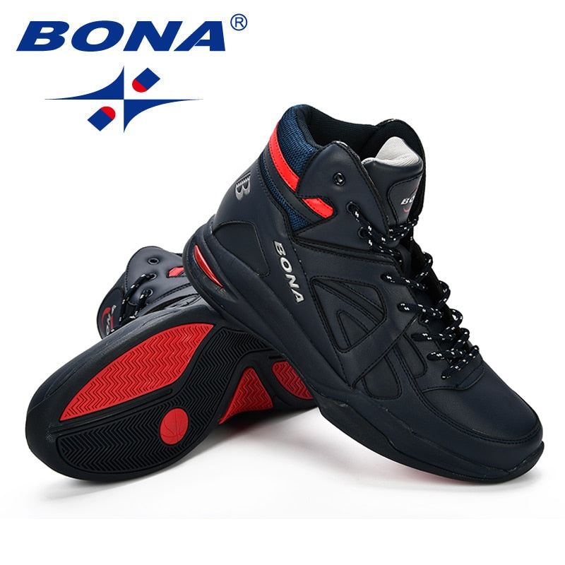 BONA Baskets Homme Men Basketball Shoes Cow Split Men Shoes Outdoor Flat High Top Sport Shoes Men Trainers Zapatillas Comfy