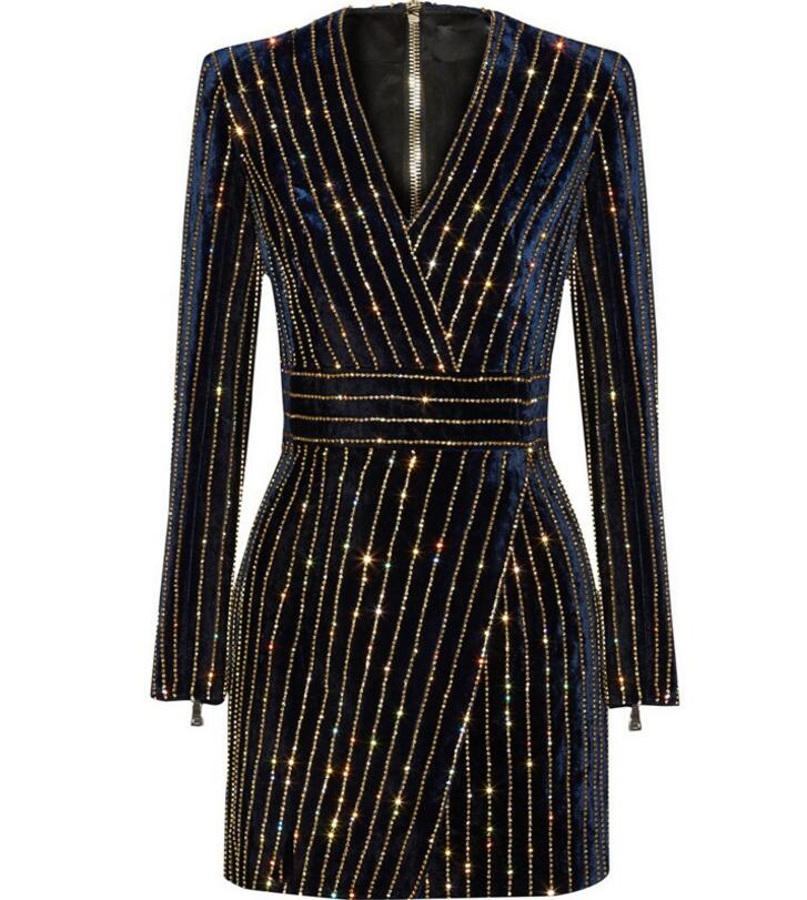 HAGEOFLY Women Bling Bling Long Sleeve Dress Black V-Neck Full Sleeve Women Casual Office Dress Party Dress Brazil Vestidos XXL