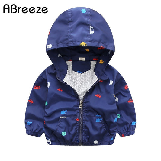 New Summer & Autumn Children Jackets Casual Hooded Kids outerwear/coats 1-7T Blue And Whith Style Jackets For Boys CQ03