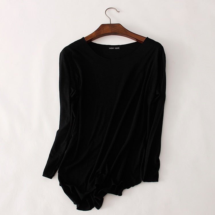 Soft Cotton tee shirt femme 2022 Harajuku long sleeve t shirt women tops fashion work blusa loose t-shirt camiseta mujer 1414