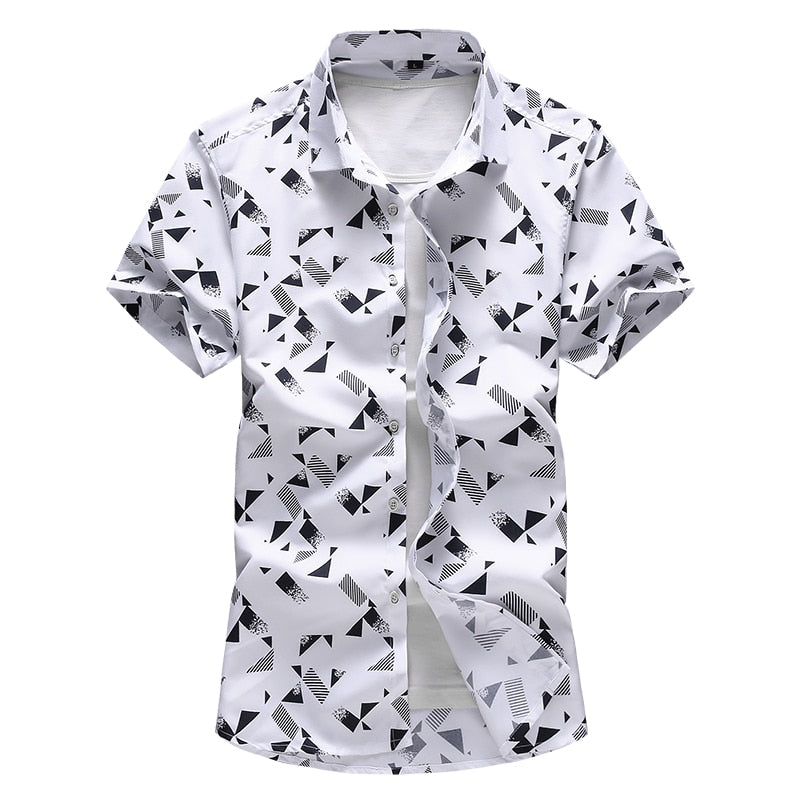 Plus size 5XL 6XL 7XL  Men Shirt 2022 New Arrival Summer Fashion Print Casual Short Sleeve Shirts Brand Clothing