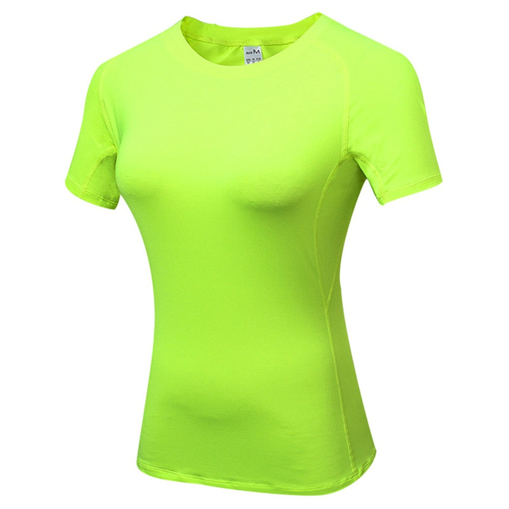Gym T shirt Compression Tights Women&#39;s Sport Tshirt Quick Drying Rashguad Running Tops Fitness Tees Jogger Jogging Blouse Jersey