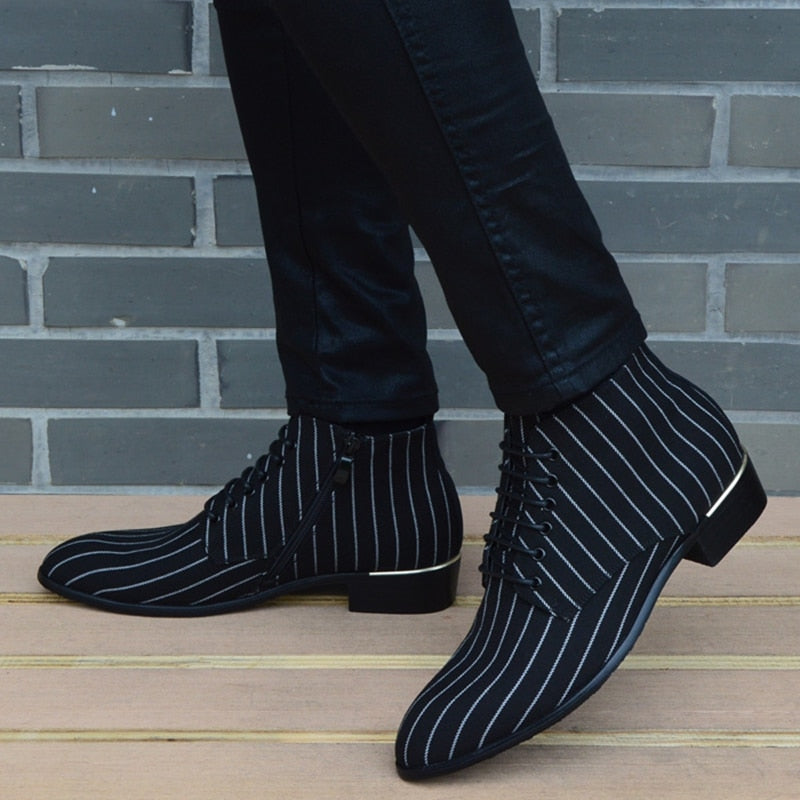 2020 New fashion Striped men Boots Men canvas Shoes Men Ankle Boots autumn Winter Oxford Shoes For Men Boots