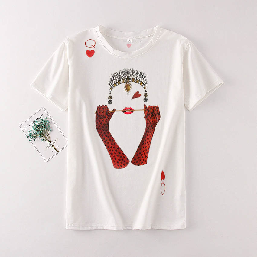 Zuolunouba Playing Cards In Harajuku T Shirt Women New Casual Short Sleeve Summer Tees Tops Loose