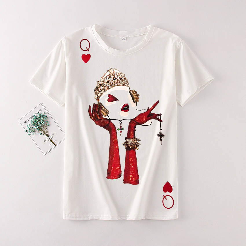Zuolunouba Playing Cards In Harajuku T Shirt Women New Casual Short Sleeve Summer Tees Tops Loose