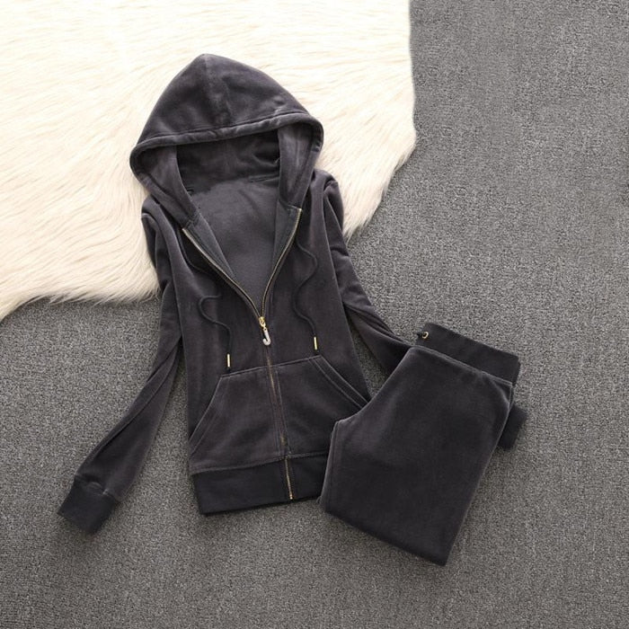 2022 Spring/Fall Women&#39;s Brand Velvet Fabric Tracksuits Velour Suit Women Track Suit Hoodies And Pants fat sister sportswear