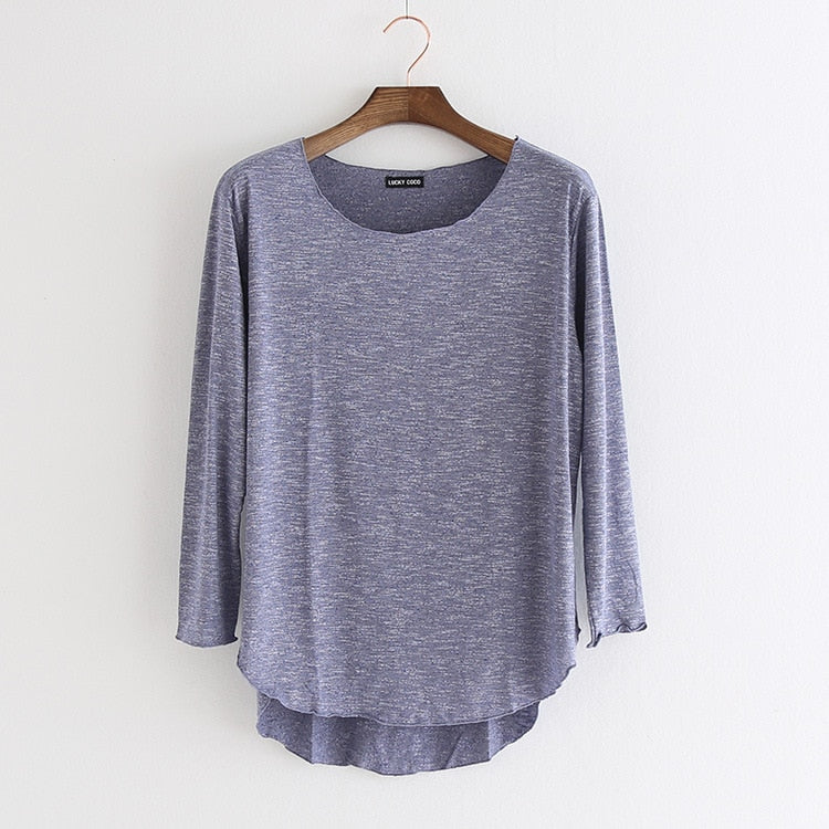 Soft Cotton tee shirt femme 2022 Harajuku long sleeve t shirt women tops fashion work blusa loose t-shirt camiseta mujer 1414