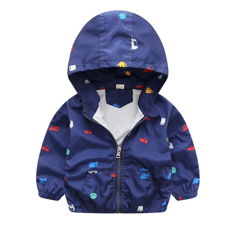 New Summer & Autumn Children Jackets Casual Hooded Kids outerwear/coats 1-7T Blue And Whith Style Jackets For Boys CQ03