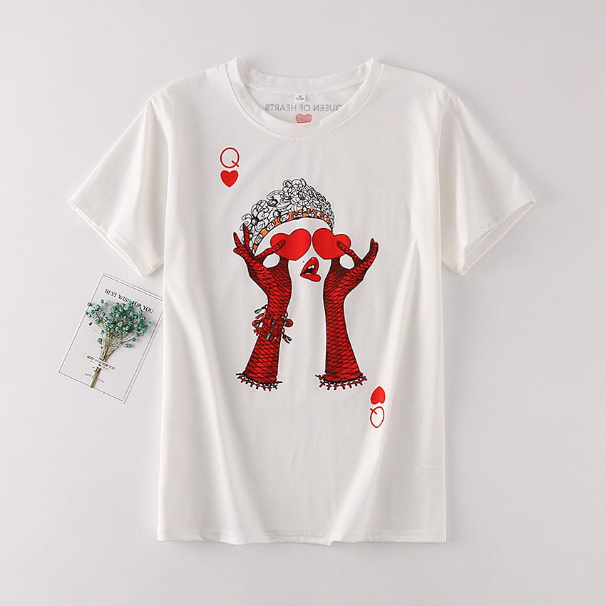 Zuolunouba Playing Cards In Harajuku T Shirt Women New Casual Short Sleeve Summer Tees Tops Loose