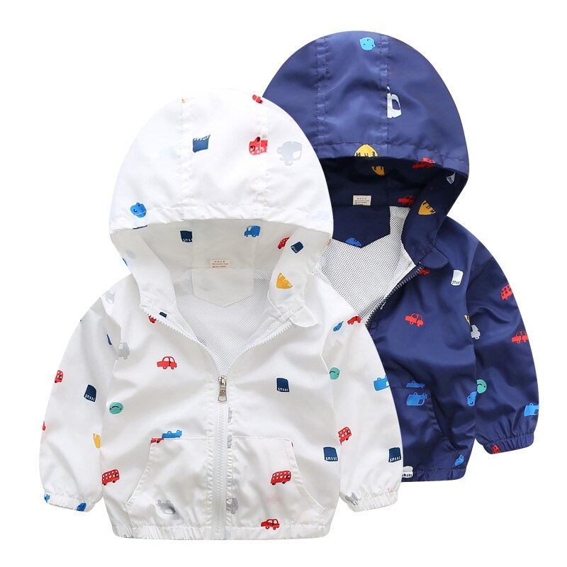 New Summer & Autumn Children Jackets Casual Hooded Kids outerwear/coats 1-7T Blue And Whith Style Jackets For Boys CQ03