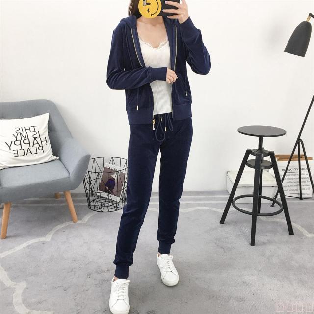 2022 Spring/Fall Women&#39;s Brand Velvet Fabric Tracksuits Velour Suit Women Track Suit Hoodies And Pants fat sister sportswear
