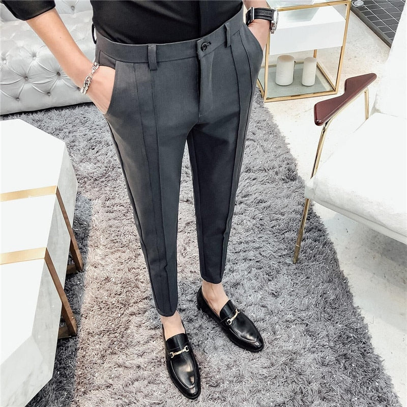 2019 New Fashion Boutique Stretch Suit Pants Men&#39;s Luxury Brand casual pants men&#39;s straight slim Slim pants men&#39;s trousers