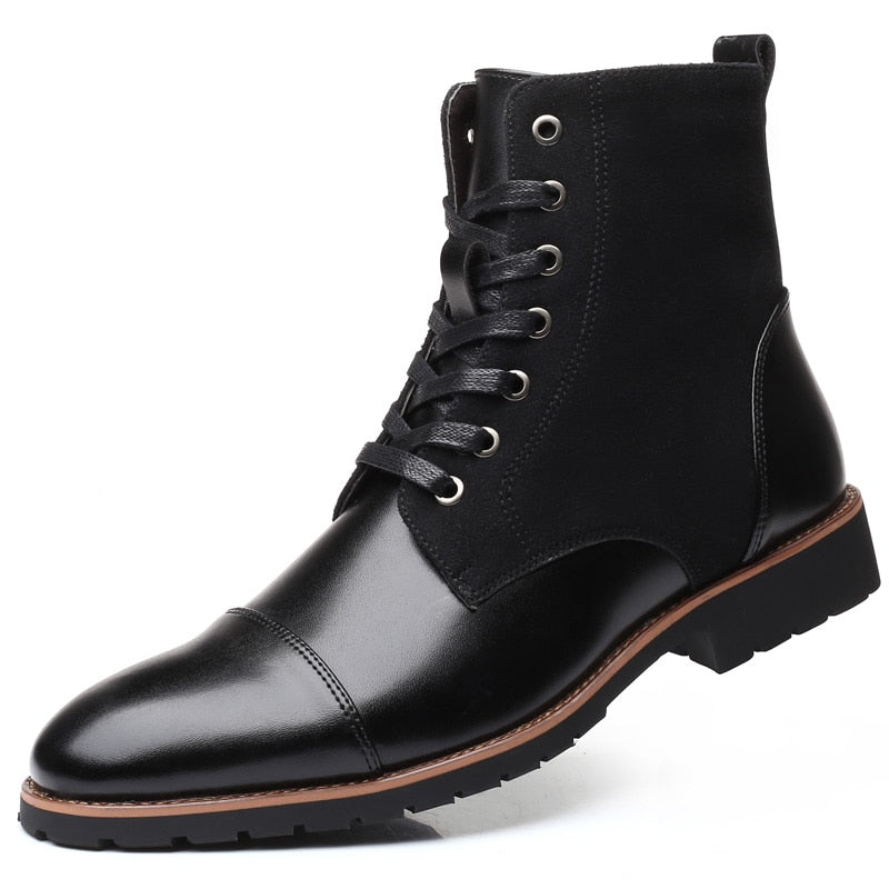 ZYYZYM Men Leather Boots Autumn Winter Superior quality Plush Keep Warm Men Motorcycle Boots Men Plus Size 38-48