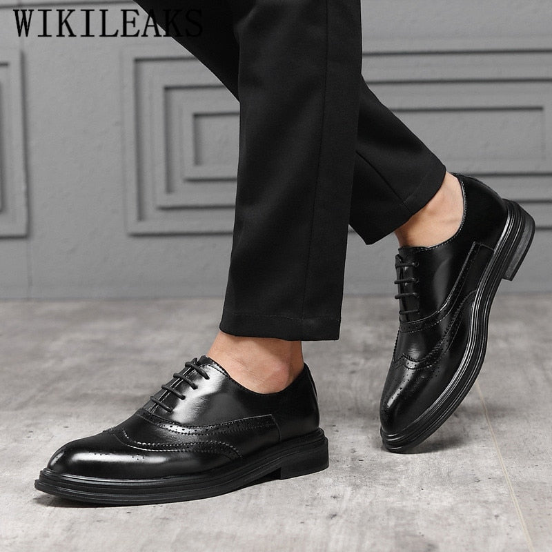 Genuine Leather Shoes Men Formal Shoes Men Oxford Shoes For Men Brogue Shoes Sapato Social Masculino Chaussures Hommes Pointu