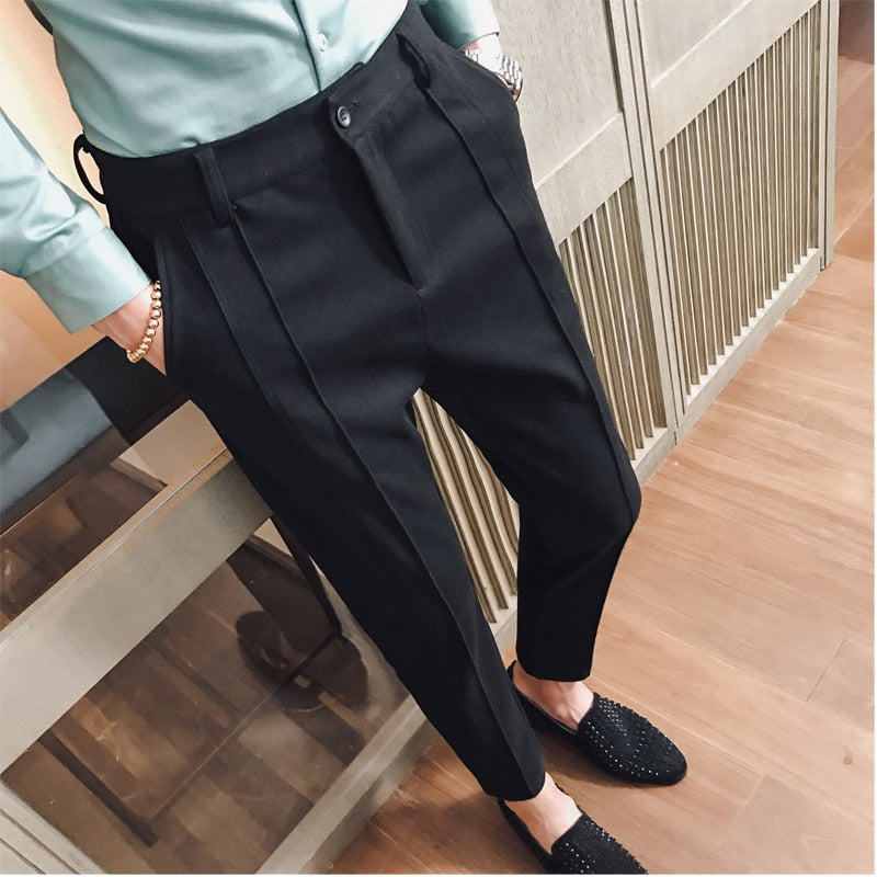 2019 New Fashion Boutique Stretch Suit Pants Men&#39;s Luxury Brand casual pants men&#39;s straight slim Slim pants men&#39;s trousers