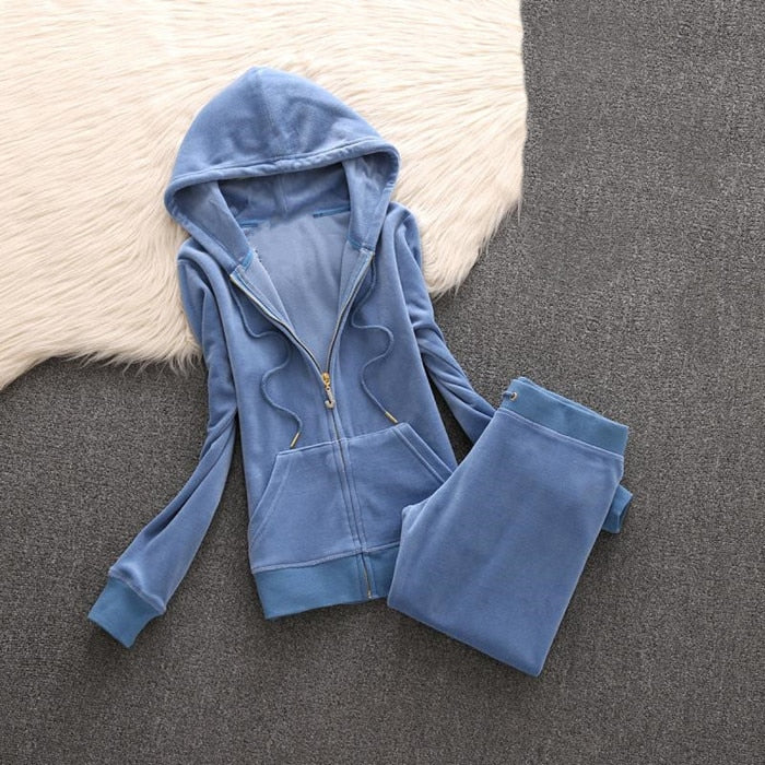2022 Spring/Fall Women&#39;s Brand Velvet Fabric Tracksuits Velour Suit Women Track Suit Hoodies And Pants fat sister sportswear