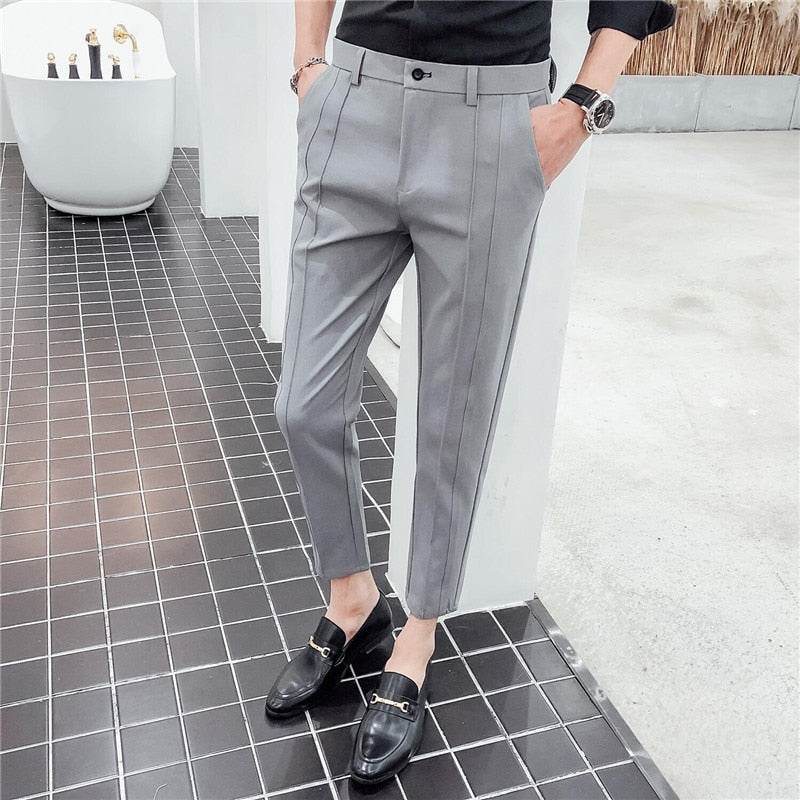 2019 New Fashion Boutique Stretch Suit Pants Men&#39;s Luxury Brand casual pants men&#39;s straight slim Slim pants men&#39;s trousers