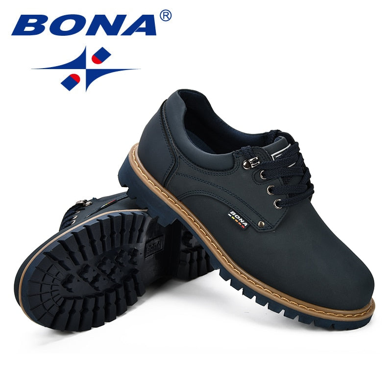 BONA Fashion Men Casual Shoes New  Autumnmen Flats Cow Split Male Oxfords Men Leather Shoes Zapatillas Hombre Free Shipping