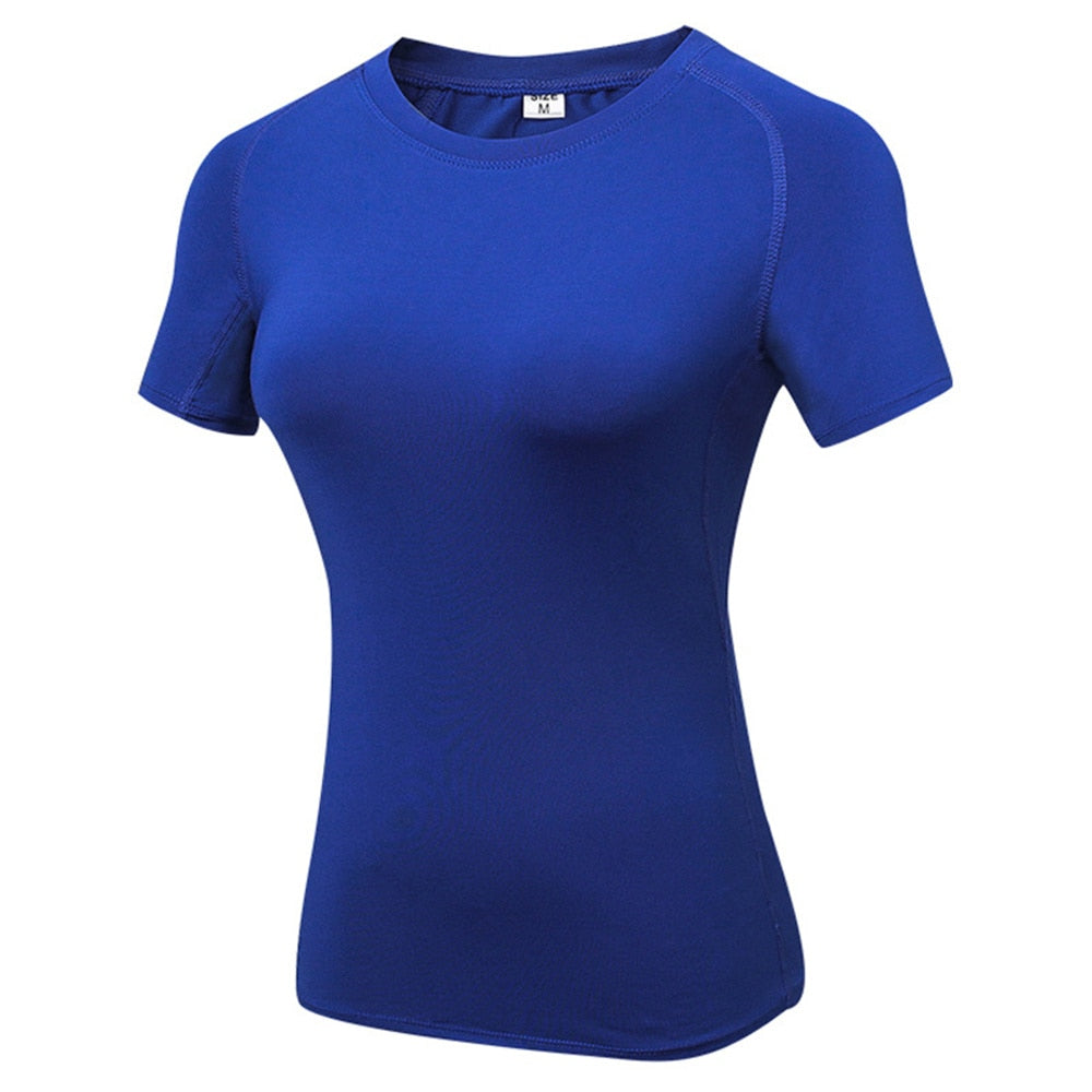 Gym T shirt Compression Tights Women&#39;s Sport Tshirt Quick Drying Rashguad Running Tops Fitness Tees Jogger Jogging Blouse Jersey