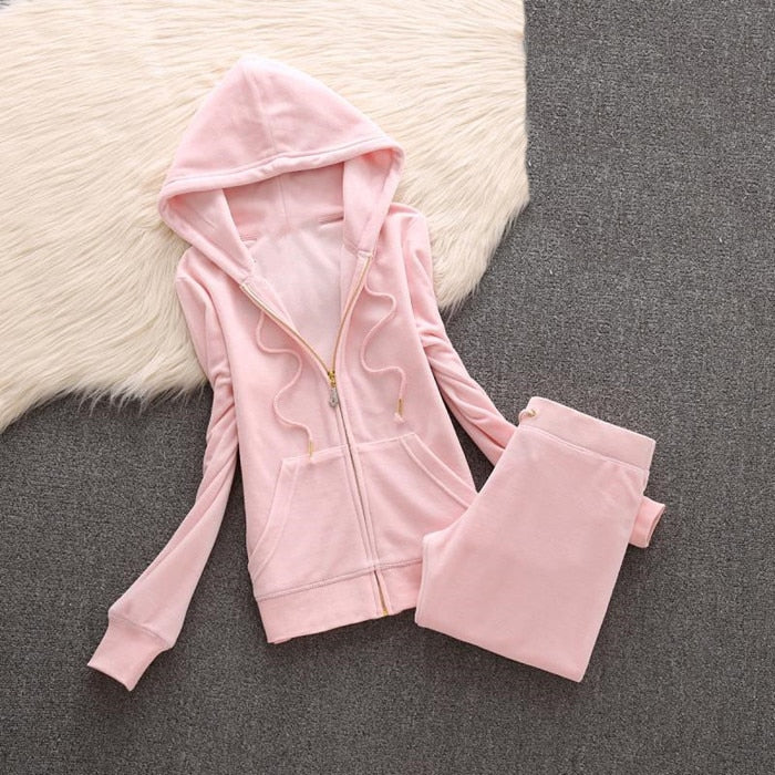 2022 Spring/Fall Women&#39;s Brand Velvet Fabric Tracksuits Velour Suit Women Track Suit Hoodies And Pants fat sister sportswear