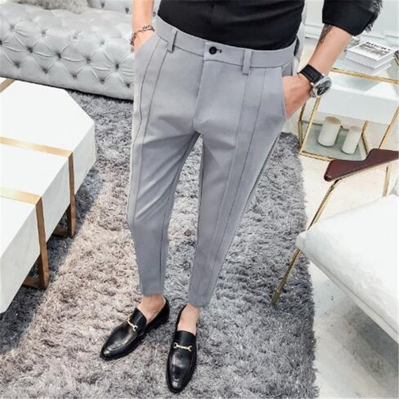 2019 New Fashion Boutique Stretch Suit Pants Men&#39;s Luxury Brand casual pants men&#39;s straight slim Slim pants men&#39;s trousers