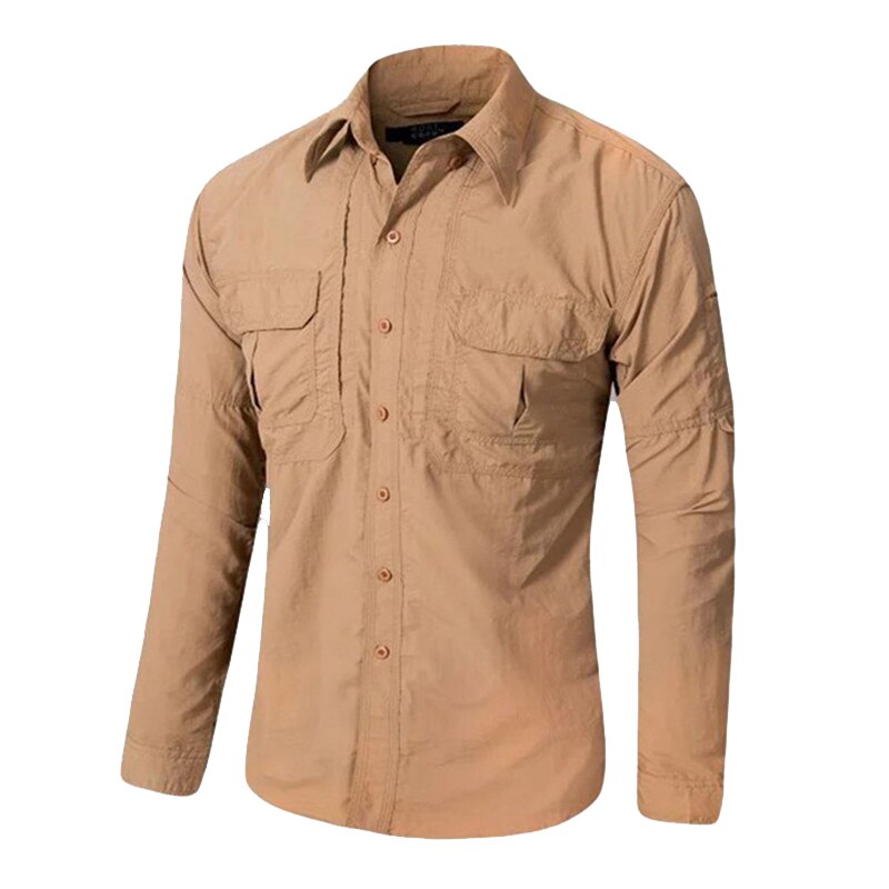 MEGE Brand Clothing, Summer Men Long Sleeve Shirt, Breathable Quick Dry Cargo Shirt, Camisa Social Masculina, Men's Dress Shirts