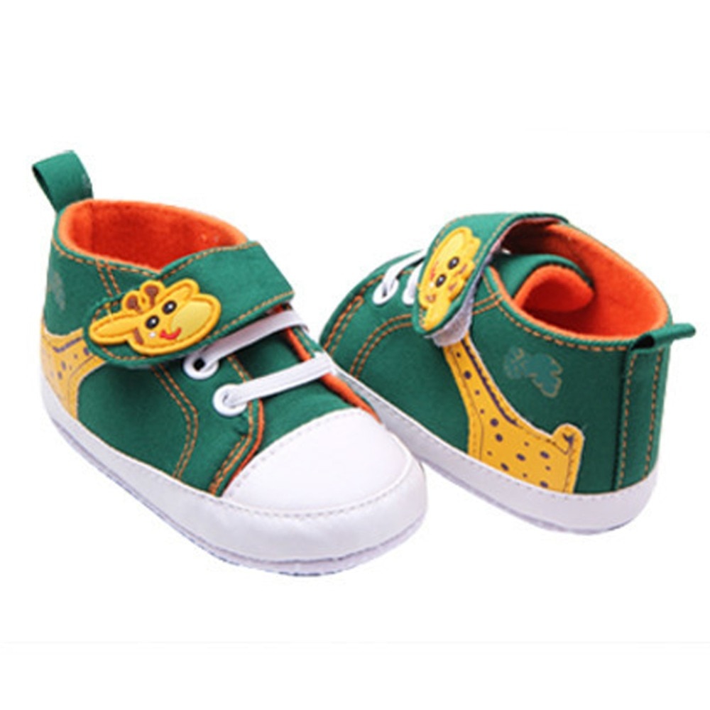 Fashion Baby Shoes Boy Girls Cartoon Printed Giraffe Canvas Anti-slip Infant Soft Sole High First Walkers