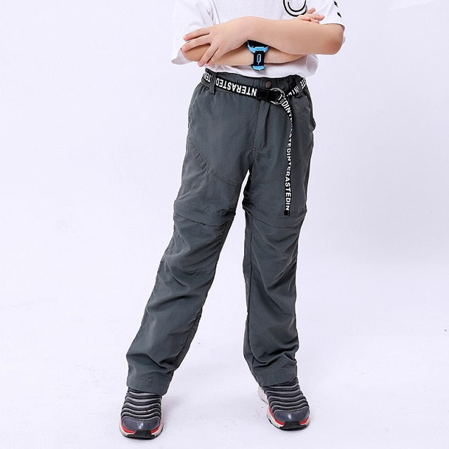 Summer Spring Quick-Drying Waterproof Boys Girls Pants Sporty Climbing Trousers Children Detachable Outfits For 115-170cm