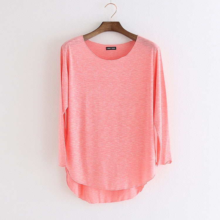 Soft Cotton tee shirt femme 2022 Harajuku long sleeve t shirt women tops fashion work blusa loose t-shirt camiseta mujer 1414