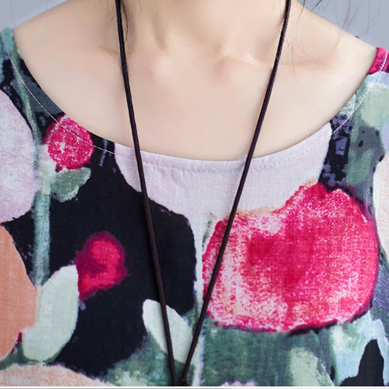 Oversized Summer Floral Boho Dress Women Polka Dot Cotton Long Ladies Dresses Loose Large Robe Femme Beach Dress 2022