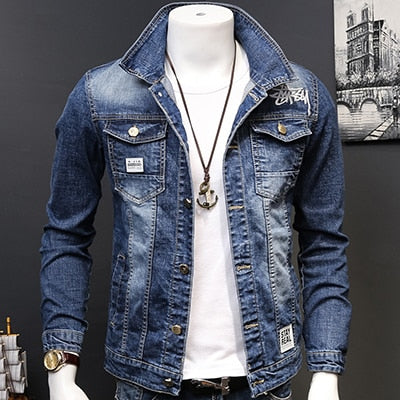 HCXY 2021 Spring Autumn Fashion Men&#39;s Denim Jackets Coats Men cotton Jacket  Mens Jean Jacket Outwear Male Cowboy Size 4XL